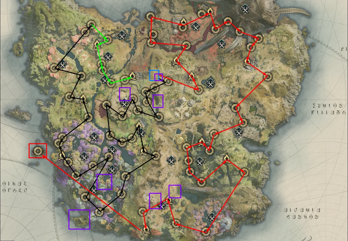 Optimized Rift route on the Elyos map