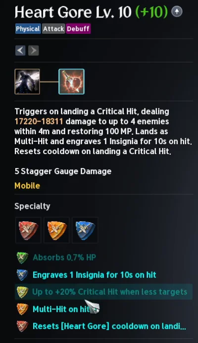 Spécialisations de Heart Gore dans Aion 2
