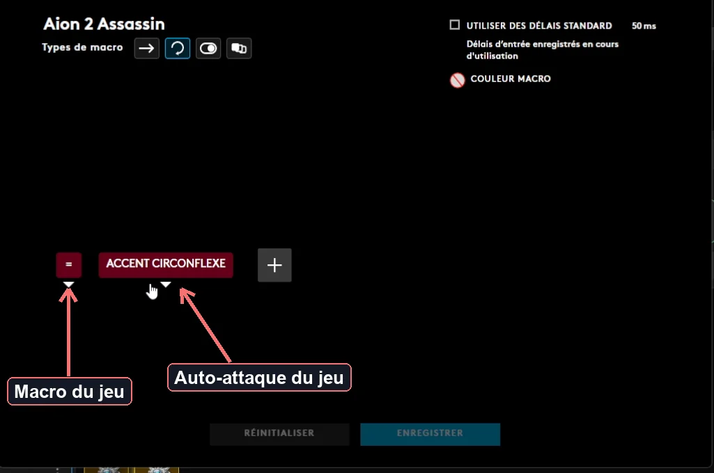 Macro G Hub pour l'Assassin d'Aion 2