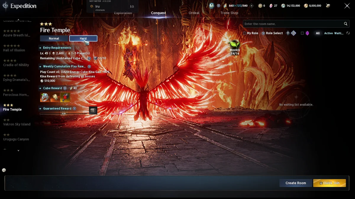 Fire Temple in the Aion 2 Expedition tab