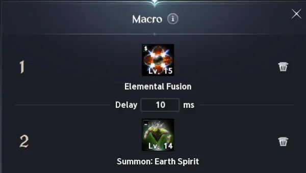 Macro du jeu Elemental Fusion et Summon Earth Spirit