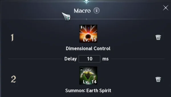 Macro du jeu Dimensional Control et Summon Earth Spirit