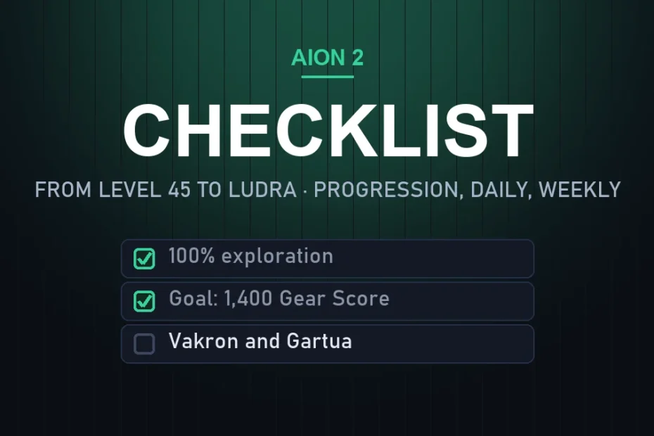 Aion 2 Checklist: progression from level 45 to Ludra