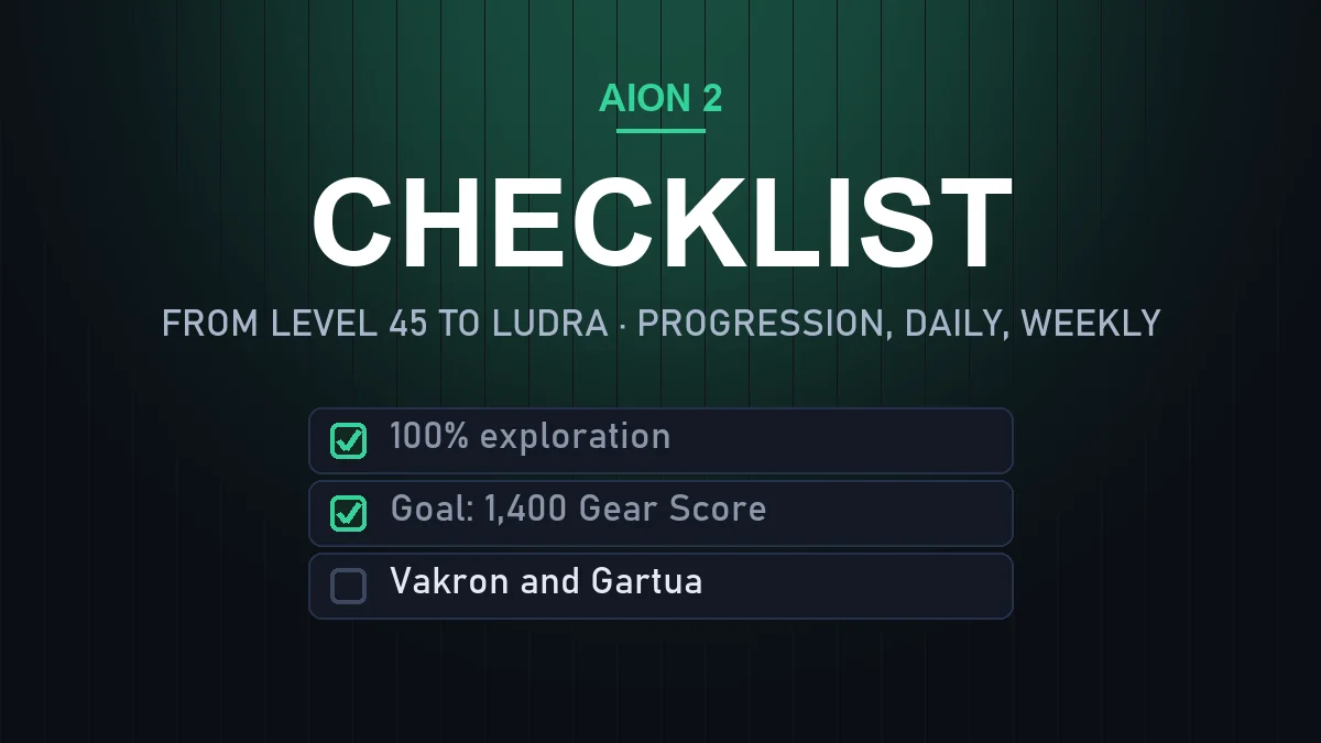 Aion 2 Checklist: progression from level 45 to Ludra